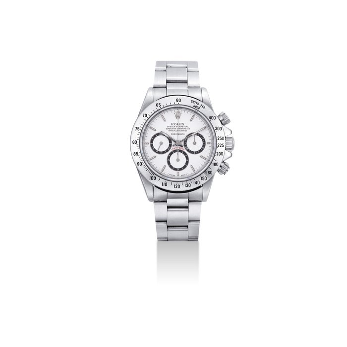 Rolex ROLEX. A RARE STAINLESS STEEL AUTOMATIC CHRONOGRAPH WRISTWATCH WITH BRACELET SIGNED ROLEX, OYSTER PERPETUAL, COSMOGRAPH DAYTONA MODEL, REF. 16520, CASE NO. L244538, CIRCA 1989