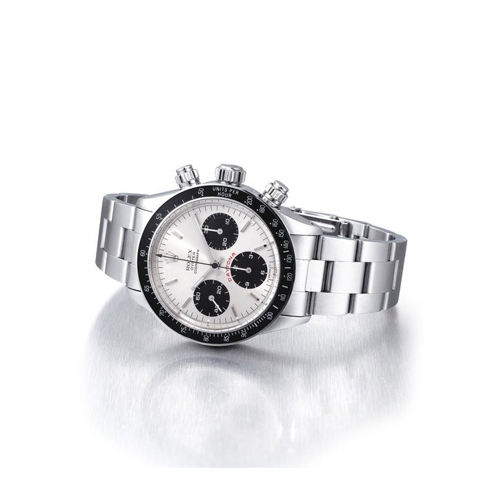 Rolex ROLEX. A FINE STAINLESS STEEL CHRONOGRAPH WRISTWATCH WITH BRACELET SIGNED ROLEX, OYSTER COSMOGRAPH DAYTONA, REF. 6263, CASE NO. 9'127'923, CIRCA 1985