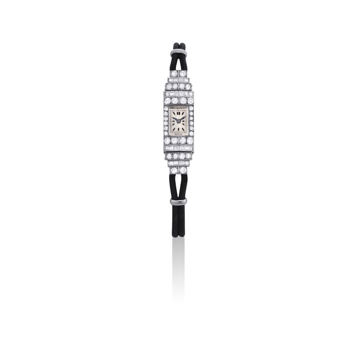 Patek Philippe PATEK PHILIPPE. A LADY'S FINE AND ELEGANT PLATINUM AND DIAMOND-SET RECTANGULAR WRISTWATCH SIGNED PATEK PHILIPPE, GENEVE, MOVEMENT NO. 826'177, CASE NO. 610'614, MANUFACTURED IN 1934, Price & Market Data