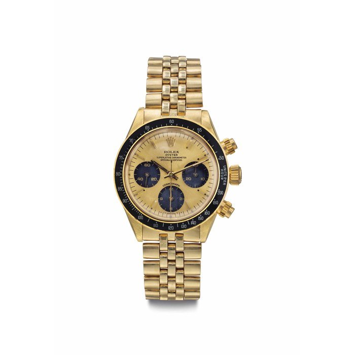 Rolex Rolex. A Fine and Rare 14k Gold Chronograph Wristwatch with Bracelet Signed Rolex, Oyster, Cosmograph, Ref. 6263, Case No. 4'089'939, Circa 1974