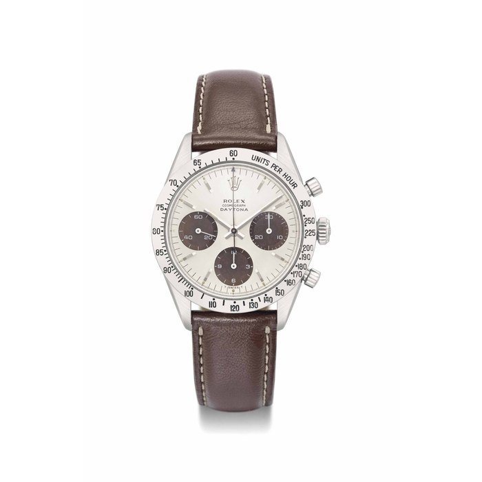 Rolex Rolex. A rare and attractive stainless steel chronograph wristwatch with brown subsidiary dials SIGNED ROLEX, COSMOGRAPH, DAYTONA, REF. 6239, CASE NO. 1'475'697, MANUFACTURED IN 1966 · 6239