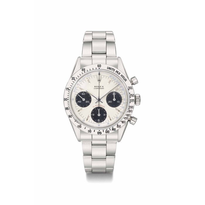 Rolex Rolex. An extremely rare and important stainless steel chronograph wristwatch with pulsation dial and bracelet SIGNED ROLEX, COSMOGRAPH, DAYTONA, REF. 6239, CASE NO. 1'695'328, MANUFACTURED IN 1967 · 6239