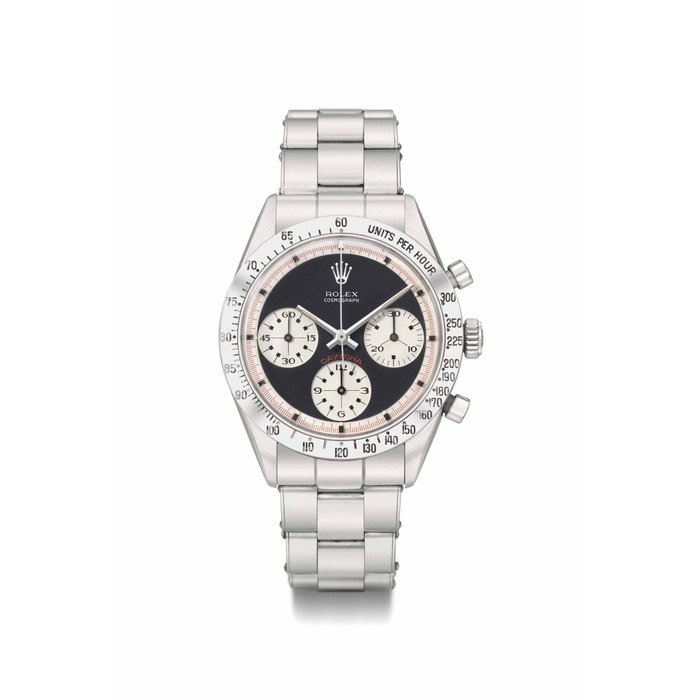 Rolex Rolex. An extremely rare and historically important stainless steel chronograph wristwatch with black dial and bracelet SIGNED ROLEX, COSMOGRAPH, DAYTONA, PAUL NEWMAN MODEL, REF. 6239, CASE NO. 1'475'765, MANUFACTURED IN 1966 · 6239
