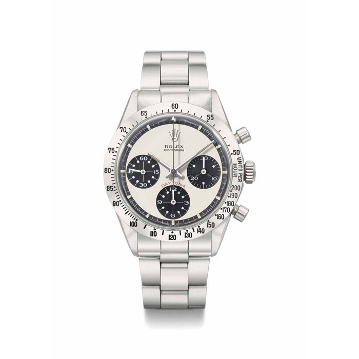 Rolex Rolex. A very rare and attractive stainless steel chronograph wristwatch with bracelet and dark brown outer track SIGNED ROLEX, COSMOGRAPH DAYTONA, PAUL NEWMAN MODEL, REF. 6262/6239, CASE NO. 2'733'426, MANUFACTURED IN 1971 · 6262/6239