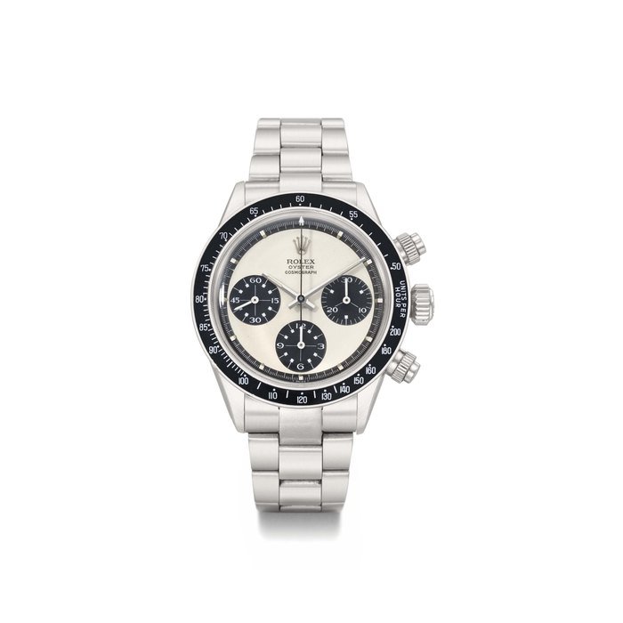 Rolex Rolex. A very rare and highly attractive stainless steel chronograph wristwatch with bracelet SIGNED ROLEX, OYSTER COSMOGRAPH, PAUL NEWMAN MODEL, REF. 6263, CASE NO. 2'849'409, MANUFACTURED IN 1971