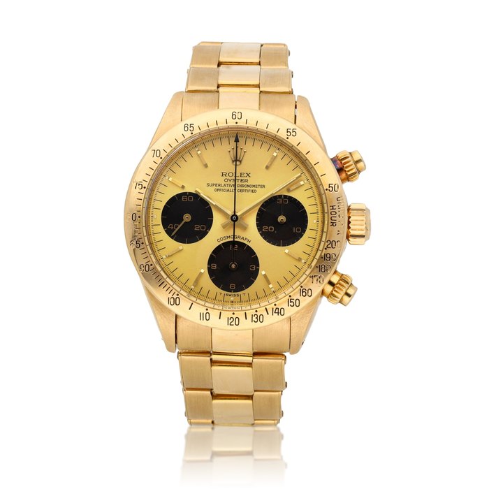 Rolex Daytona, Ref 6265 Yellow gold chronograph wristwatch with bracelet Circa 1986