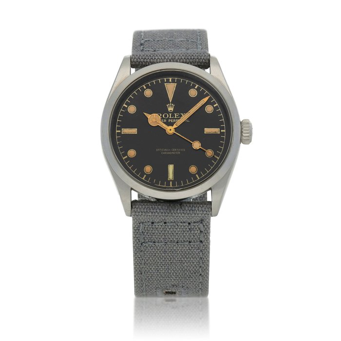 Rolex Oyster Perpetual, Ref. 6284, Stainless steel wristwatch with 'Submariner style' dial Circa 1955 | 勞力士 | 6284型號「Oyster Perpetual」精鋼腕錶配Submariner風格錶盤，約1955年製