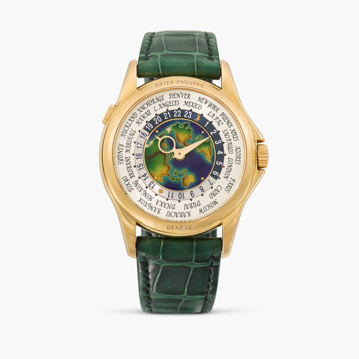 Patek Philippe World Time, Reference 5131R-010 | A pink gold world time wristwatch with cloisonné map of the world depicting East Asia, Oceania and the Americas | Circa 2016