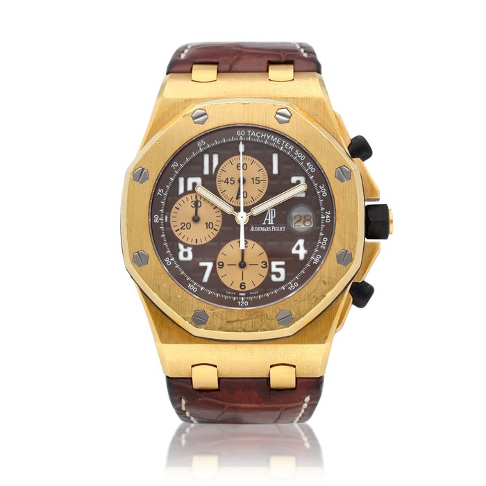 Audemars Piguet Royal Oak Offshore Chronograph "Arnold Schwarzenegger" reference 26007BA.OO.D088CR.01 A 18k yellow gold automatic chronograph wristwatch with date, circa 2004