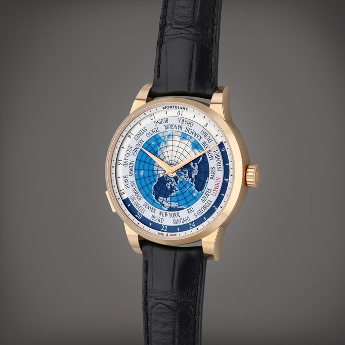 Montblanc Reference 7338 Heritage Spirit Orbis Terrarum World Time | A pink gold automatic world time wristwatch with Day/Night indication, Circa 2020