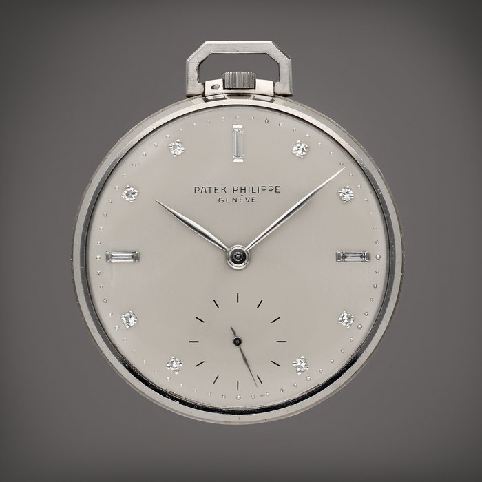 Patek Philippe Reference 600 | A platinum and diamond-set open faced watch, Circa 1950