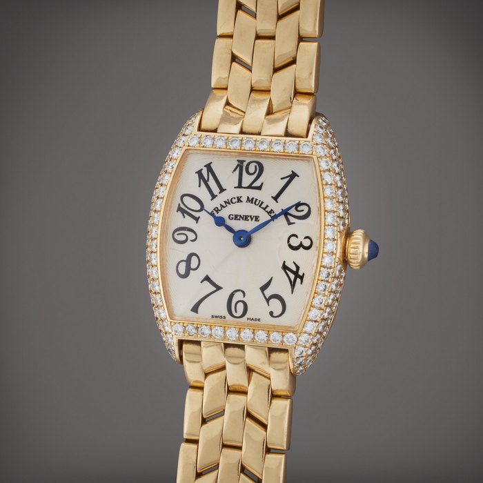 Franck Muller Reference 2251 MC D Cintree Curvex | A yellow gold and diamond-set wristwatch with bracelet, Circa 2000