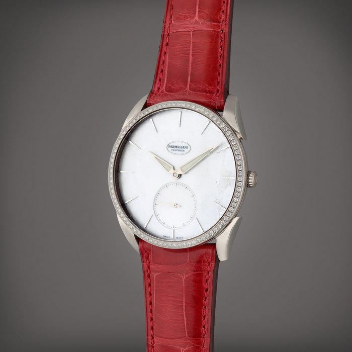 Parmigiani Fleurier Tonda 1950 | A white gold and diamond-set wristwatch with Mother of pearl dial, Circa 2021