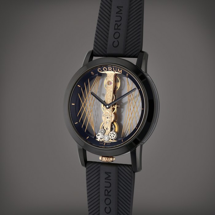 Corum Reference 05.0090 Golden Bridge Round 42 Art Deco | A limited edition DLC-coated titanium skeletonized wristwatch, Circa 2019, Price & Market Data