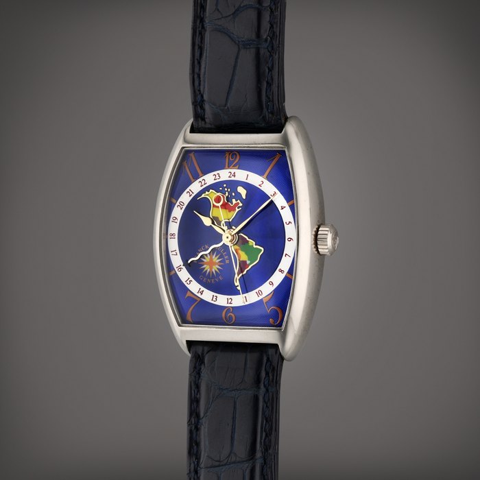 Franck Muller Reference 2852 WW Casablanca | A white gold automatic tonneau-shaped wristwatch with enamel dial, Circa 2000