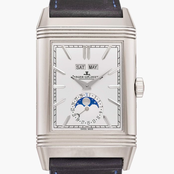 Jaeger-LeCoultre Reference Q3918420 Reverso Tribute Duoface Calendar | A stainless steel reversible dual time zone triple calendar wristwatch with moon phases and day/night indication, Circa 2023