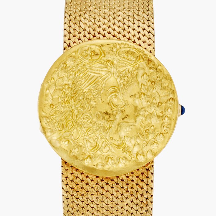 Piaget Reference 9167 B 14 Dali d'Or | A limited edition yellow gold coin concealed dial bracelet watch, Circa 1969