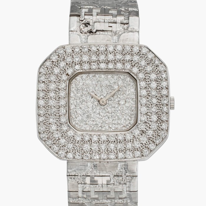 Piaget Reference 99035 A80 | A white gold and diamond-set octagonal bracelet watch, Circa 1982