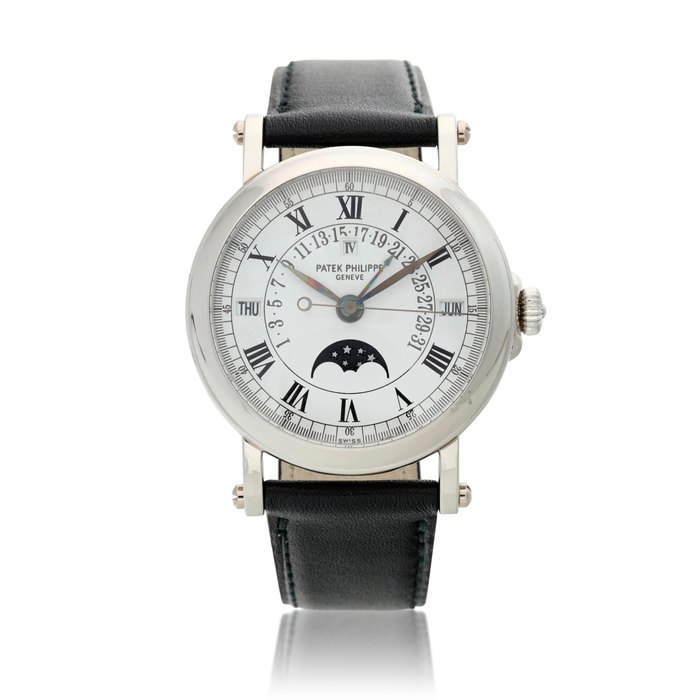 Patek Philippe Reference 5059, A platinum perpetual calendar wristwatch with retrograde date, moon phases and leap year indication, Circa 2001