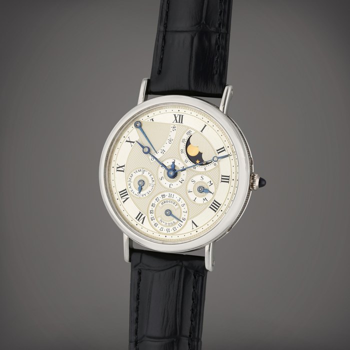 Breguet Reference 3310 Classique | A platinum automatic perpetual calendar wristwatch with moon phases, and power reserve indication, Circa 1990