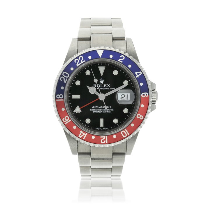 Rolex Reference 16710 GMT-Master II 'Pepsi'  A stainless steel dual time wristwatch with date and bracelet, Circa 2003