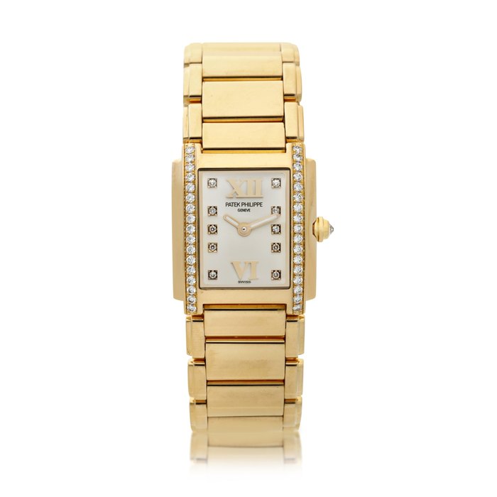 Patek Philippe Reference 4908/11R-011 Twenty-4  A pink gold and diamond-set rectangular bracelet watch, Made in 2002