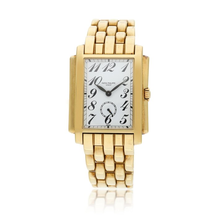 Patek Philippe Reference 5024/1 Gondolo  A yellow gold rectangular bracelet Wristwatch, Circa 2000