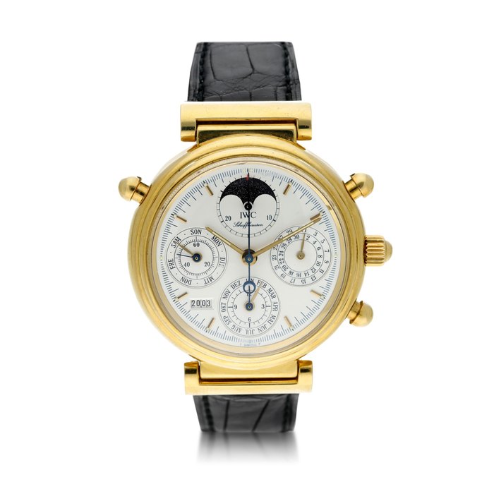 IWC Reference 3751 Da Vinci A yellow gold automatic perpetual calendar chronograph wristwatch with moon phases, Circa 2000