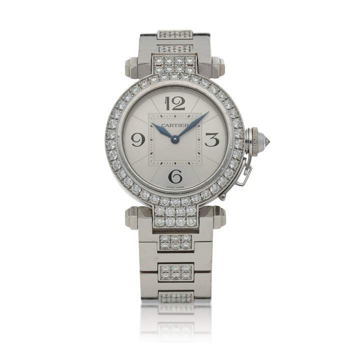Cartier Pasha, Ref. 2813  White gold and diamond-set wristwatch  Circa 2002