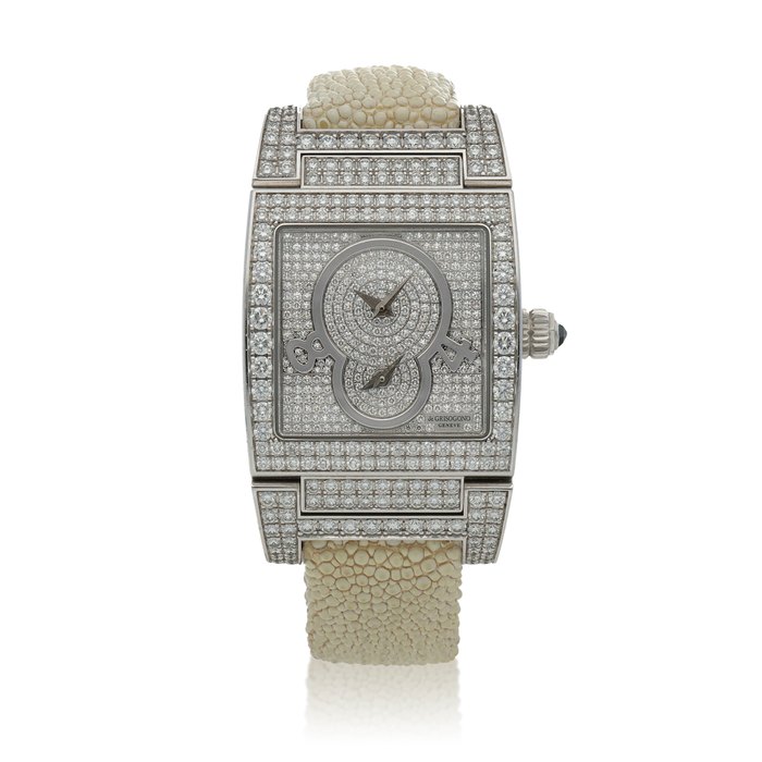 de Grisogono Instrumentino , Ref. Tino S10 AT  White gold and diamond-set dual time zone wristwatch  Circa 2012