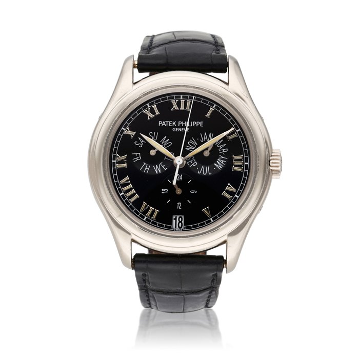 Patek Philippe Reference 5035 | A white gold annual calendar wristwatch with date and 24 hours indication, Circa 1998