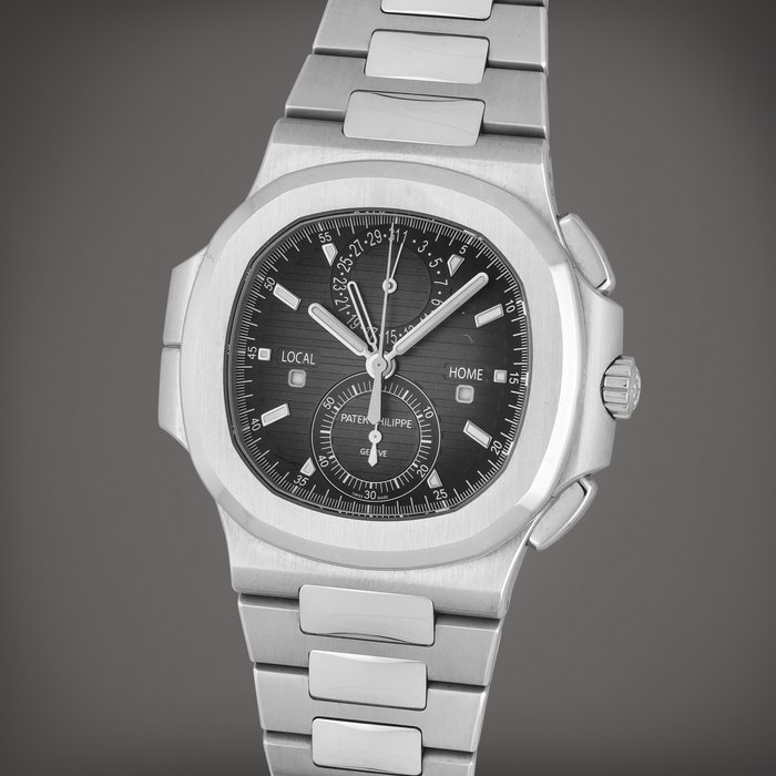 Patek Philippe Nautilus, Reference 5990/1A-001 | A stainless steel dual time zone flyback chronograph wristwatch with date and dual day/night indication | Circa 2020