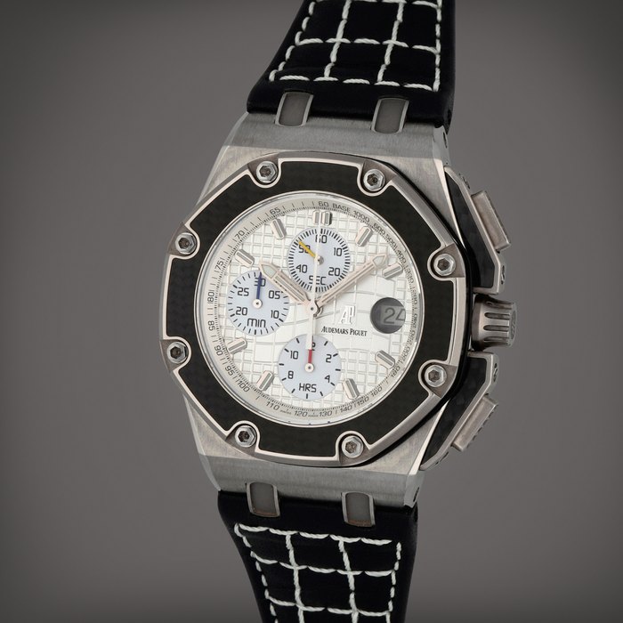Audemars Piguet Royal Oak Offshore 'Juan Pablo Montoya', Reference 26030IO.OO.D001IN.01 | A titanium, carbon fibre and stainless steel chronograph wristwatch with date | Circa 2005