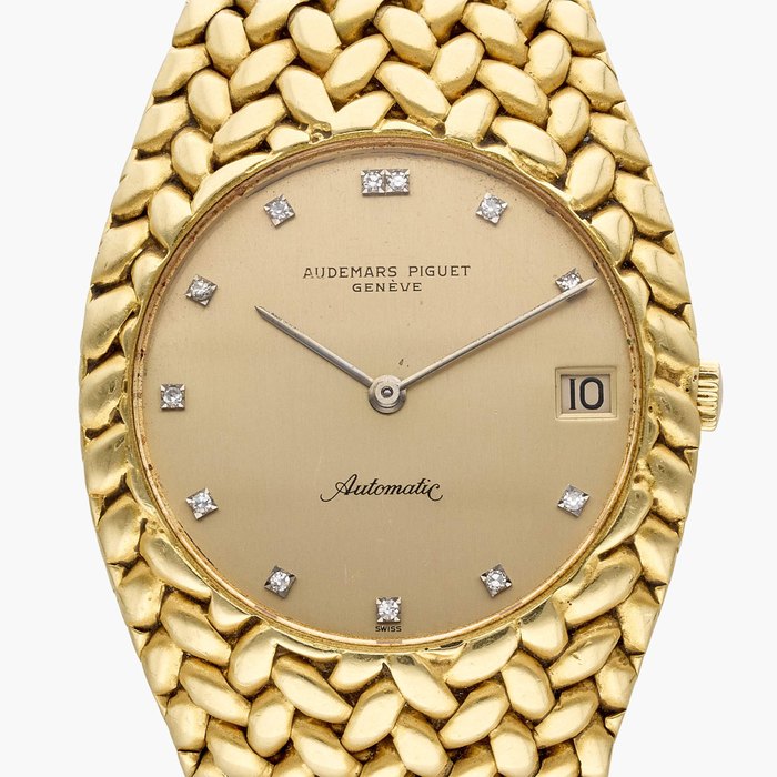 Audemars Piguet Reference 5403 Cobra | A yellow gold automatic bracelet watch with date and diamond-set dial, Circa 1980