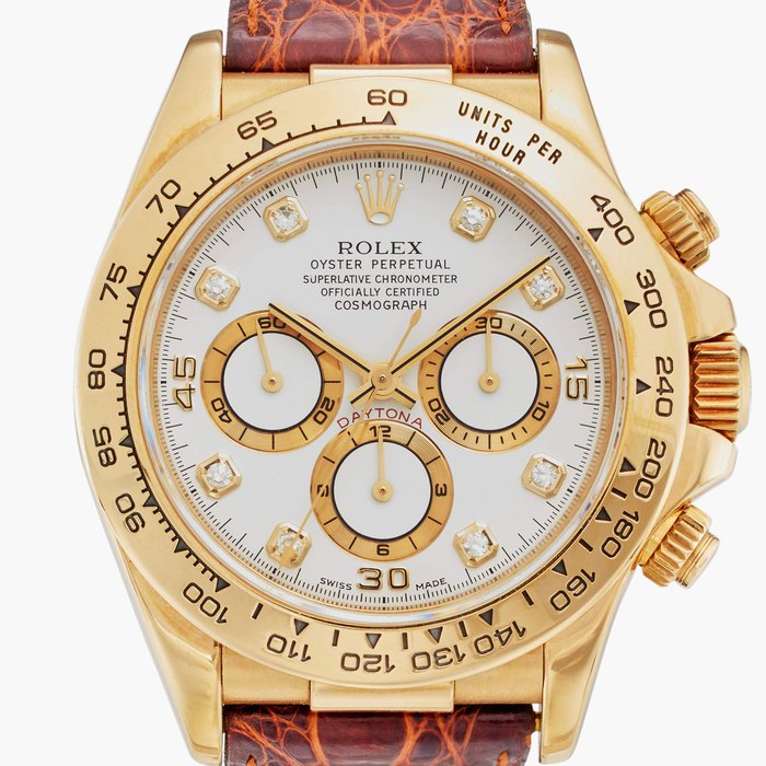 Rolex Reference 16518 'Zenith' Daytona | A yellow gold and diamond-set automatic chronograph wristwatch, Circa 1997