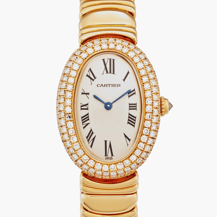 Cartier Reference 1950 Baignoire | A yellow gold and diamond-set bracelet watch, Circa 1995