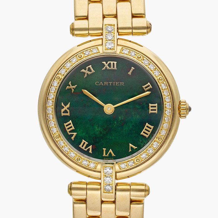 Cartier Reference 883965 Panthère Vendôme | A yellow gold and diamond-set bracelet watch with bloodstone dial, Circa 1990
