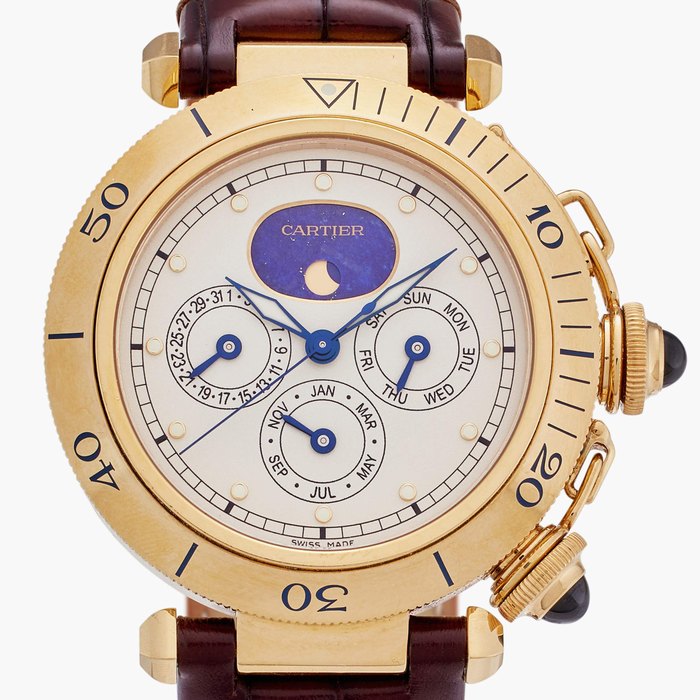 Cartier Reference WGPA0022 Pasha | A limited edition yellow gold automatic annual calendar wristwatch with moon phases, Circa 2023