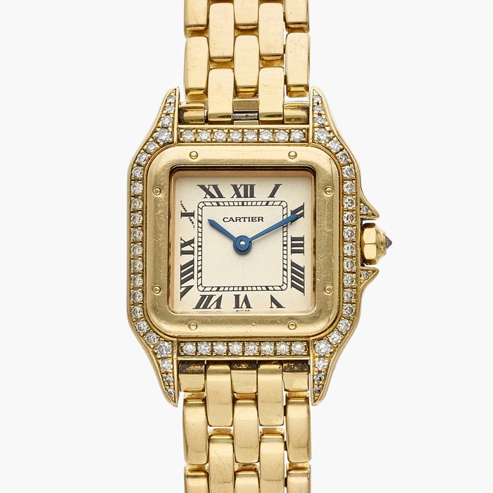 Cartier Reference 1280 2 Panthère | A yellow gold and diamond wristwatch with bracelet, Circa 1995