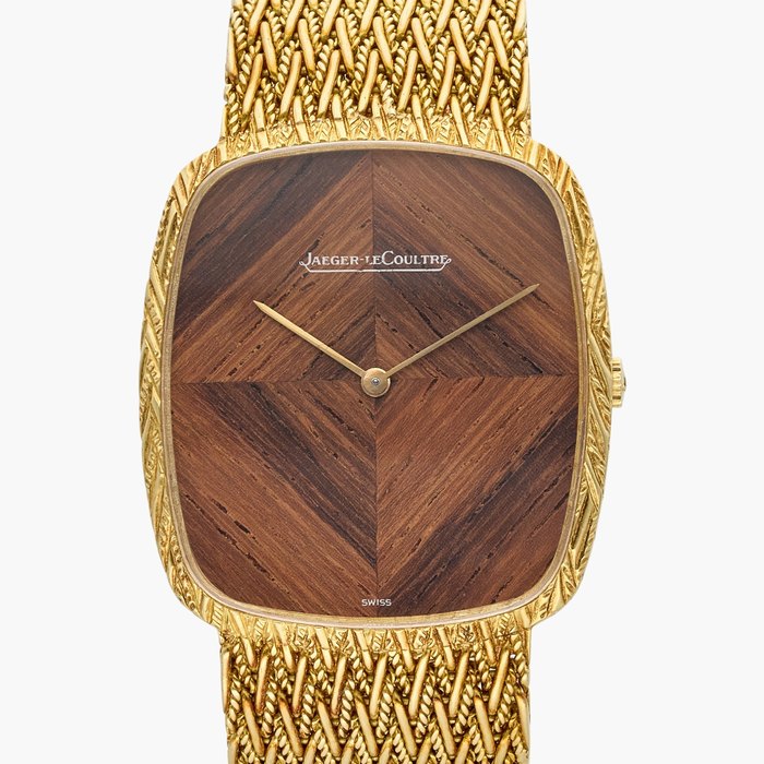 Jaeger-LeCoultre | Gérald Genta A yellow gold bracelet watch with wood dial, Circa 1970