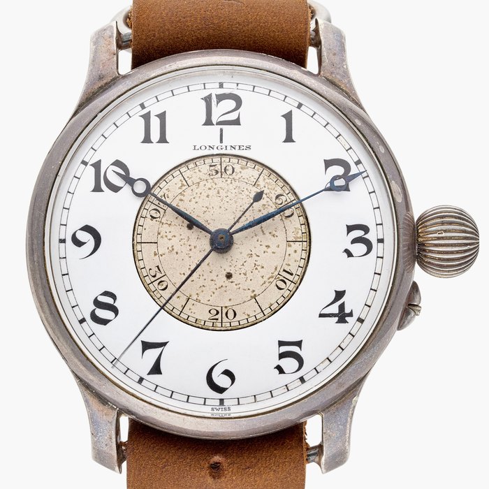 Weems Second Setting | An oversized silver pilot's wristwatch with sidereal time and enamel dial, Circa 1930