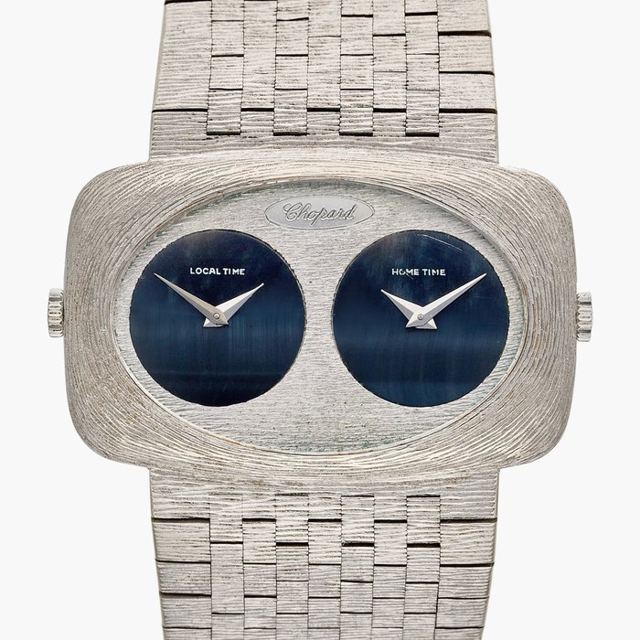 Chopard Reference 2051-1 | A white gold dual time zone bracelet watch with hawk-eye dials, Circa 1970