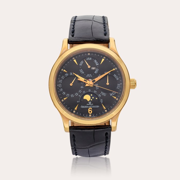 Jaeger-LeCoultre Reference 140.2.80.S Master Control Perpetual | A pink gold automatic perpetual calendar wristwatch with moon phases and day/night indication, Circa 2000
