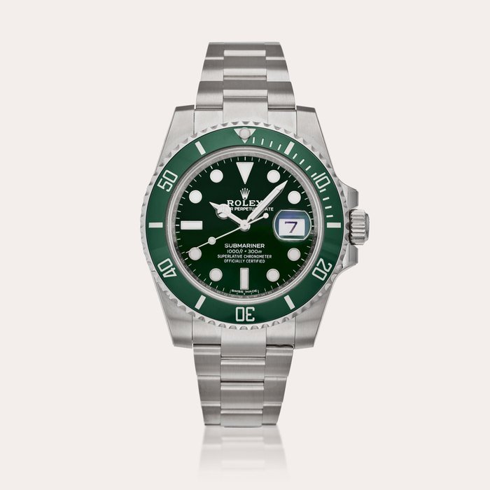 Rolex Reference 116610LV Submariner 'Hulk' | A stainless steel automatic wristwatch with date and bracelet, Circa 2016 · 116610LV