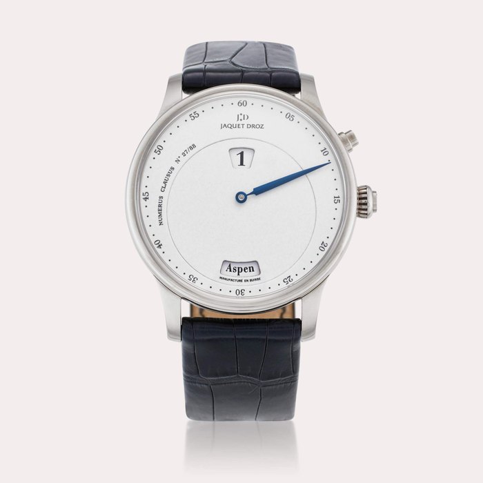 Jaquet Droz Reference J010124202 Les Douze Villes 'Hommage La Chaux-de-Fonds 1738' | A limited edition white gold automatic world time jumping hour wristwatch with enameled regulator dial, Circa 2005