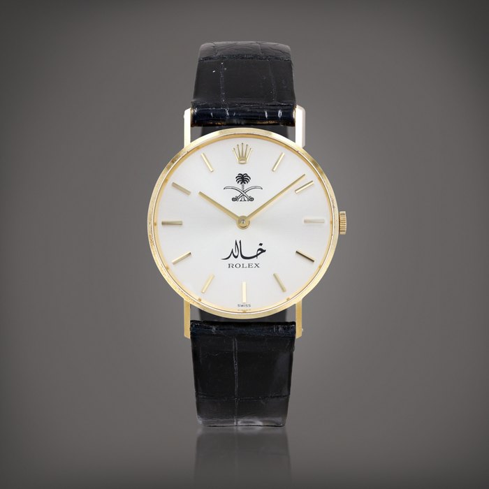 Rolex Cellini, reference 3833, made for Saudi Arabia Prince Khalid bin Abdullah bin Abdulaziz Al Saud    Montre bracelet or jaune |  Yellow gold wristwatch    Vers 1976 |  Circa 1976