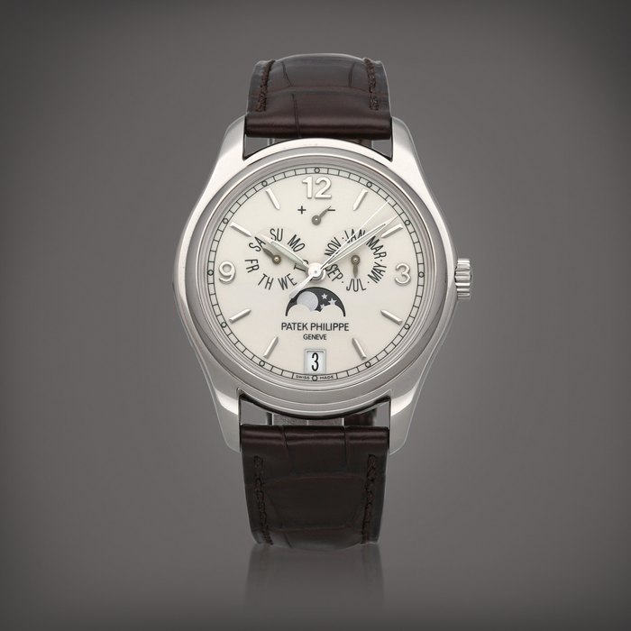 Patek Philippe Reference 5146G | A white gold annual calendar wristwatch with moon phases and power reserve indication | Circa 2017