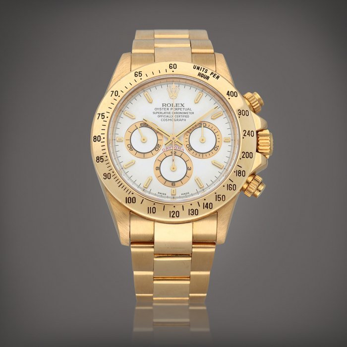 Rolex Daytona 'Zenith', Reference 16528 | A yellow gold chronograph wristwatch with bracelet | Circa 1997 · 16528