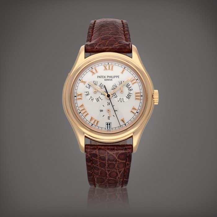 Patek Philippe Reference 5035R | A pink gold annual calendar wristwatch with 24-hour indication | Circa 1998