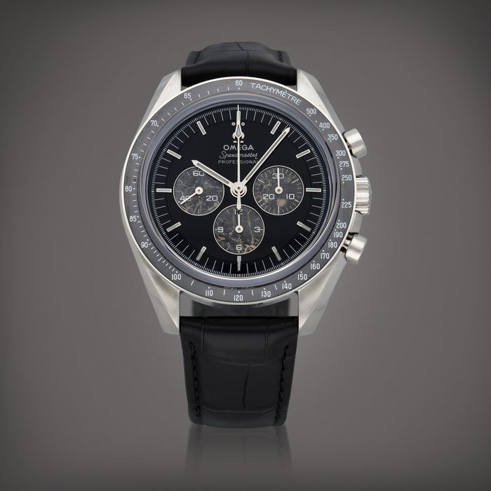 Omega Speedmaster, Reference 311.93.42.30.99.001 | A platinum and lunar meteorite chronograph wristwatch | Circa 2021